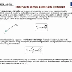 Ilustracja pokazuje zależność między energią potencjalną a kinetyczną ładunków. Wzór na energię potencjalną Ep.