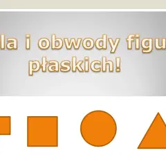 Pomarańczowe figury płaskie: prostokąt, kwadrat, koło i trójkąt.