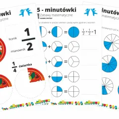 Zabawy matematyczne pokazują rodzaje ułamków na przykładzie pizzy i kół podzielonych na części.