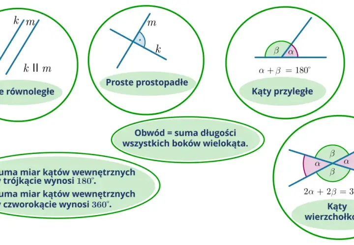 Kąty wierzchołkowe są parami równych kątów powstających przy przecięciu dwóch prostych.