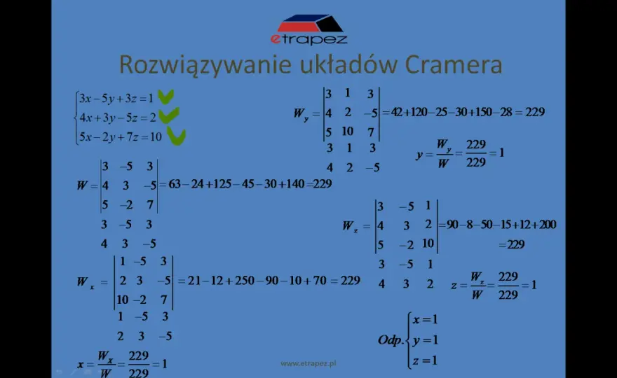 Reguła Cramera - Jak rozwiązać układ równań wyznacznikami?