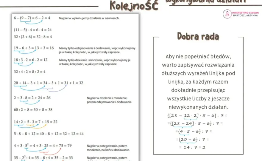 Kolejność wykonywania działań (klasa 8) - Licz bez błędów!