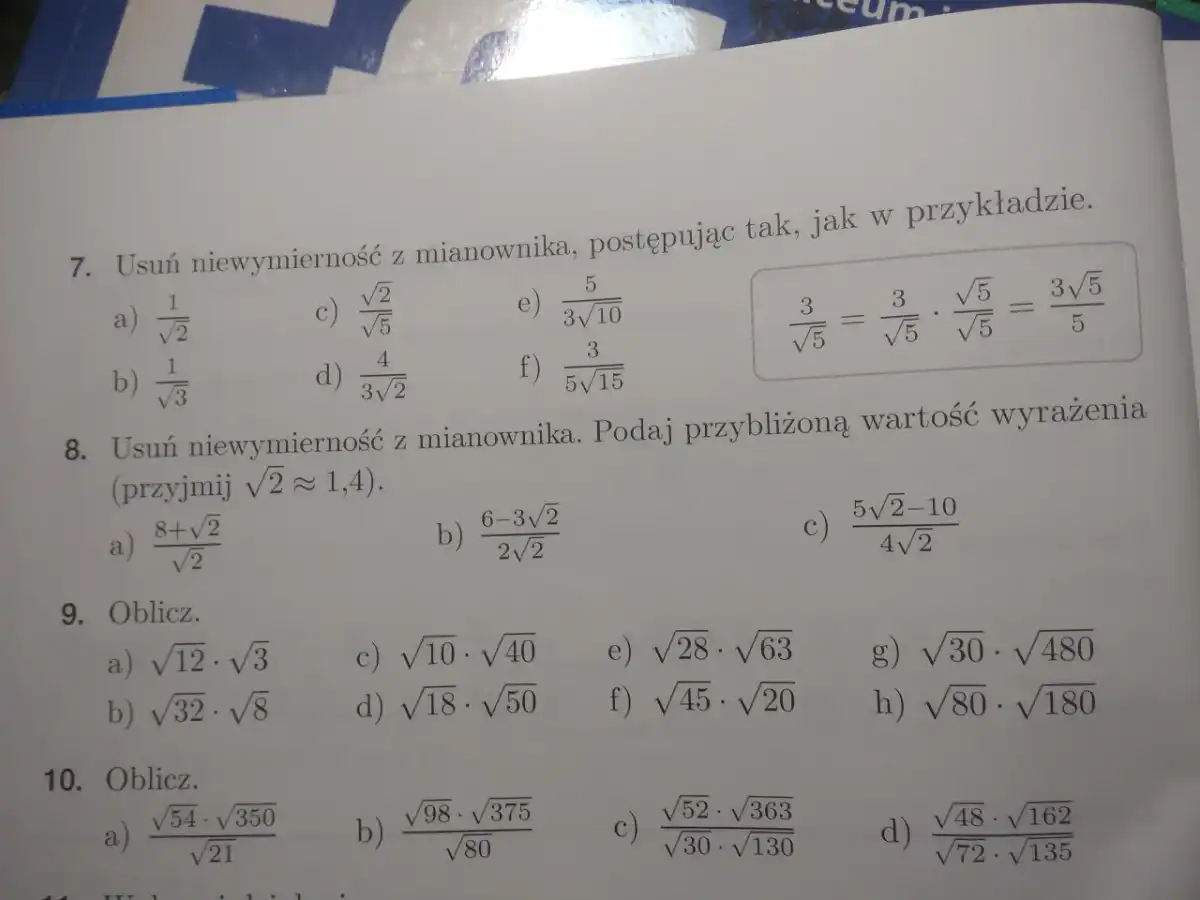 Usuwanie niewymierności z mianownika - Krok po kroku